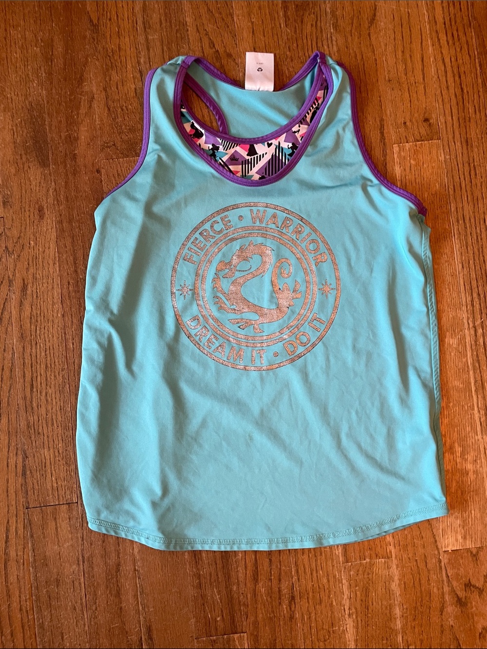 Disney Aqua & Purple Girls' Graphic Tank with Geometric Print